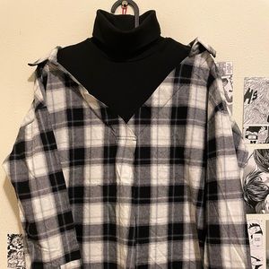 Korean Styled Unisex Vintage Autumn Winter Black White Turtleneck Sweater